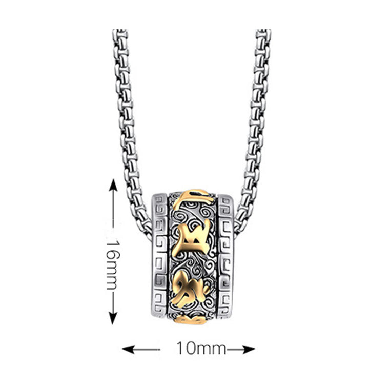 Buddha Stones Tibetano Om Mani Padme Hum Collana con ciondolo in acciaio al titanio e pace - image 5