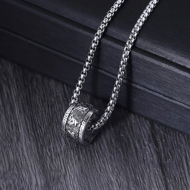 Buddha Stones Tibetano Om Mani Padme Hum Collana con ciondolo in acciaio al titanio e pace - image 10