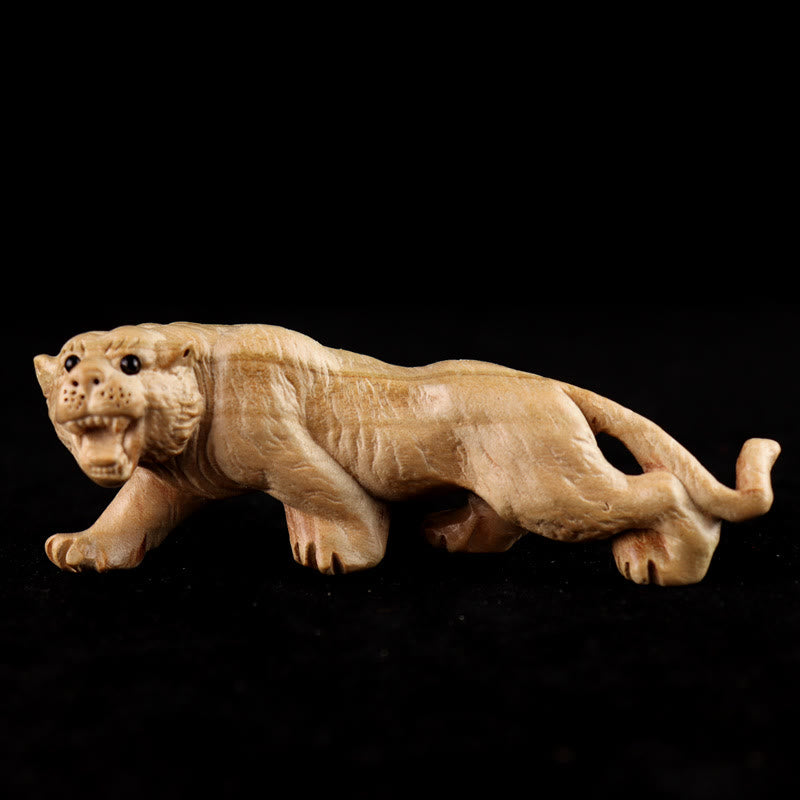 Buddha Stones Anno del serpente Zodiaco cinese Fu carattere Decorazione della statua della casa in legno di pesco - Tigre - Altezza 11,5 cm - image 13