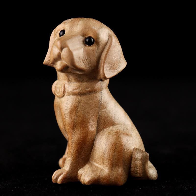 Buddha Stones Anno del serpente Zodiaco cinese Fu carattere Decorazione della statua della casa in legno di pesco - Cane - Altezza 11,5 cm - image 29