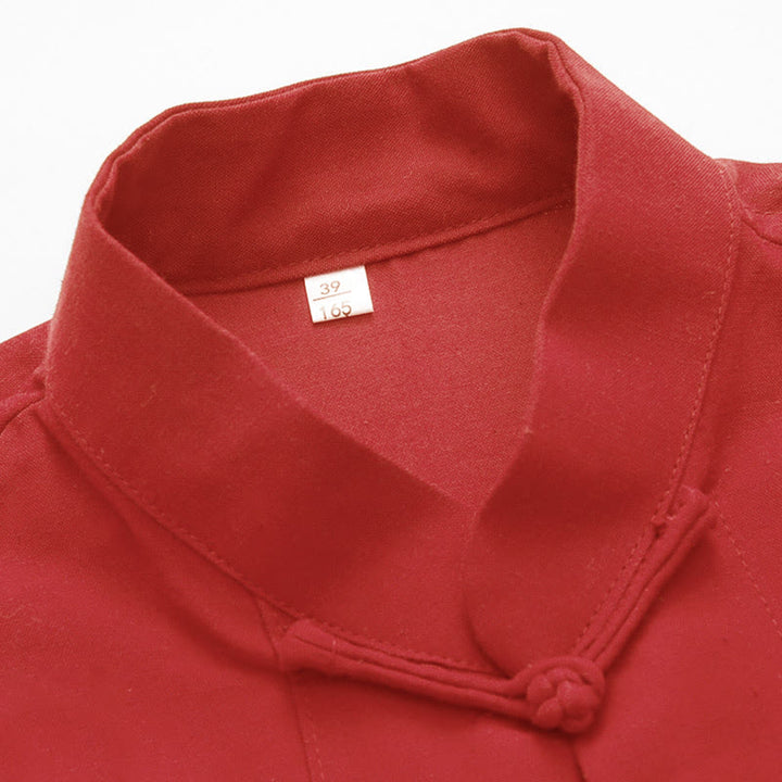 Buddha Stones 2 pezzi autunno uomo Tang Suit Frog-Bottone cotone manica lunga camicia pantaloni set - image 5