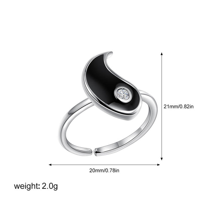 Anello di coppia in acciaio al titanio Buddha Stones Yin Yang con polsino in equilibrio