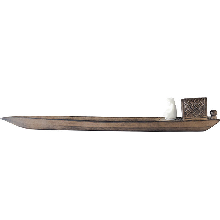 Buddha Stones Pescatore Zen Guarigione Marrone Ceramica Bastoncino Incenso Bruciatore Decorazione