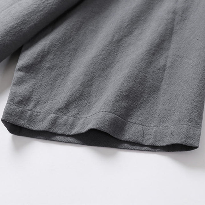 Camicia da uomo in cotone con maniche a tre quarti, casual, tinta unita, due bottoni , Buddha Stones