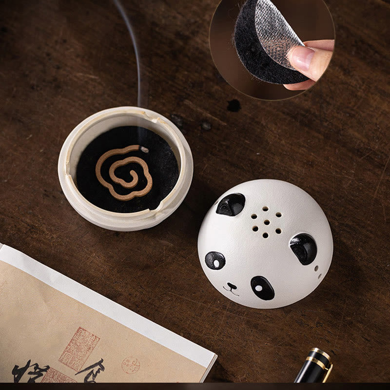 Buddha Stones Carino Panda Guarigione Ceramica Bruciatore di Incenso Decorazione da Scrivania