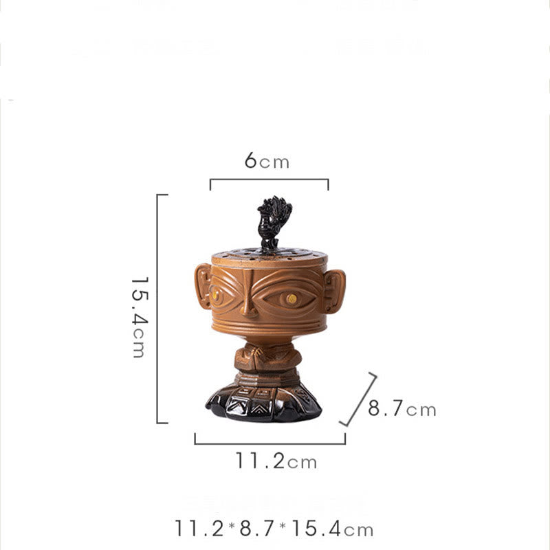 Buddha Stones Sanxingdui Bruciatore di incenso in ceramica curativo Decorazione da scrivania