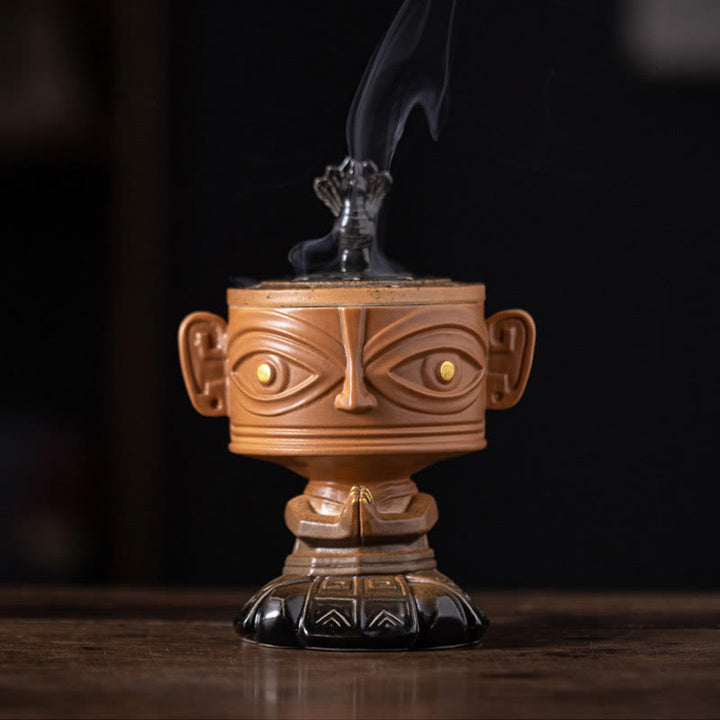 Buddha Stones Sanxingdui Bruciatore di incenso in ceramica curativo Decorazione da scrivania