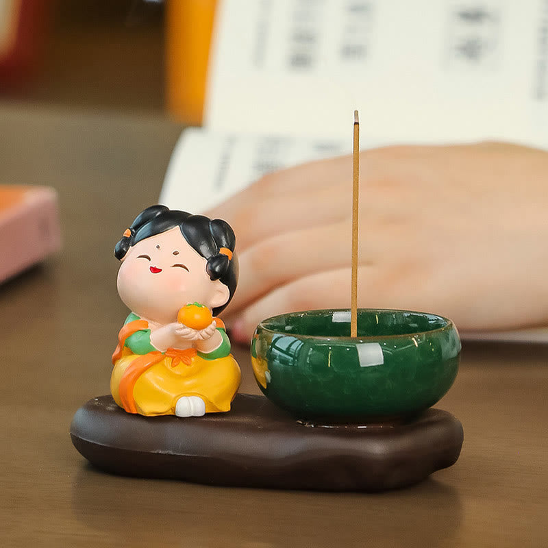 Buddha Stones Dinastia Tang Donna Cibo Guarigione Bruciatore di Incenso in Ceramica Decorazione da Scrivania