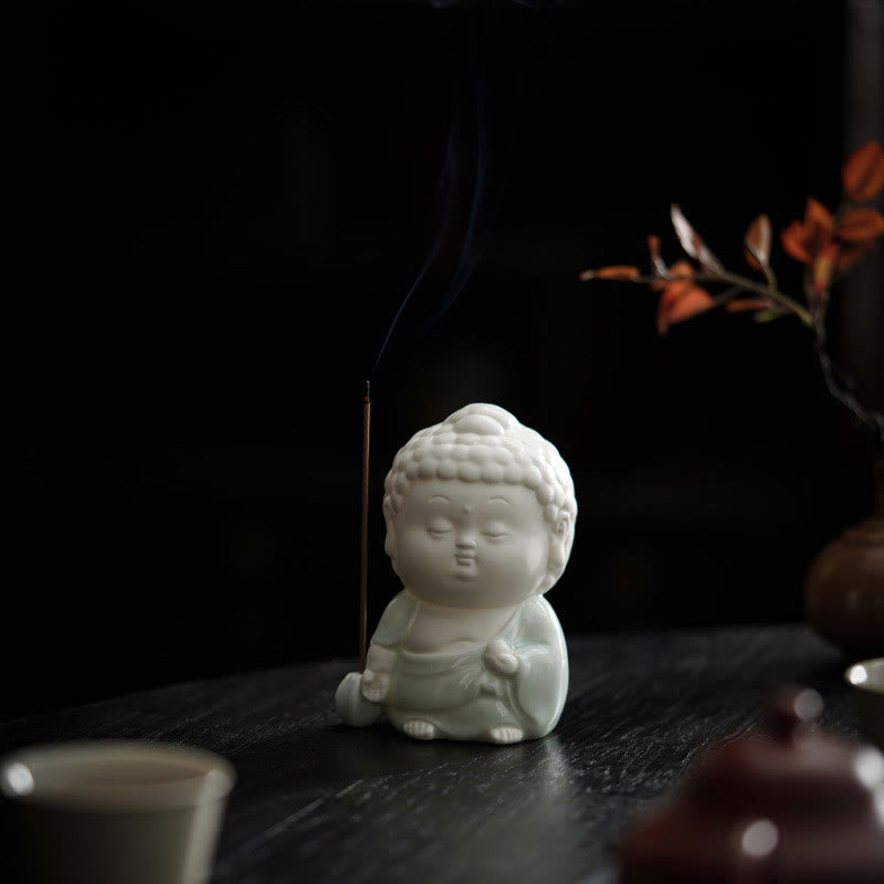 Buddha Stones Buddha seduto in piedi reclinato in ceramica bruciatore di incenso curativo decorazione da scrivania