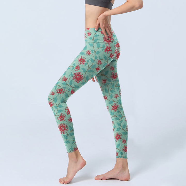 Leggings da palestra con stampa di foglie di vite Buddha Stones, pantaloni da yoga da donna - image 3