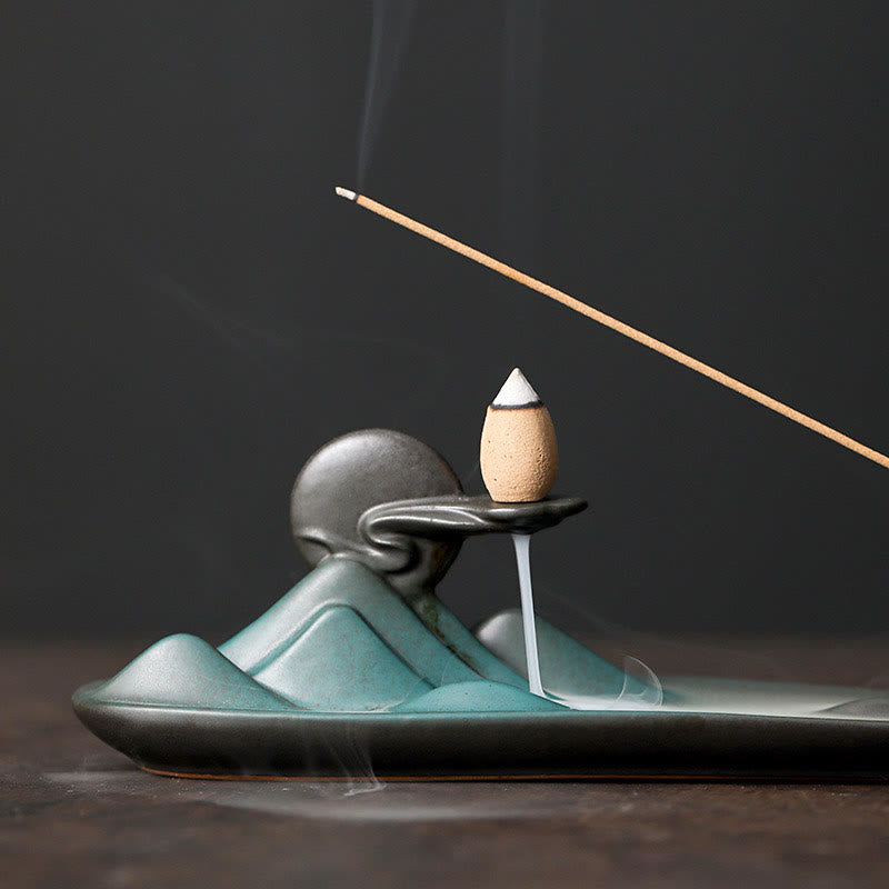 Buddha Stones Moon Rabbit PiXiu Mountain Healing Ceramic Stick Incenso Bruciatore Decorazione