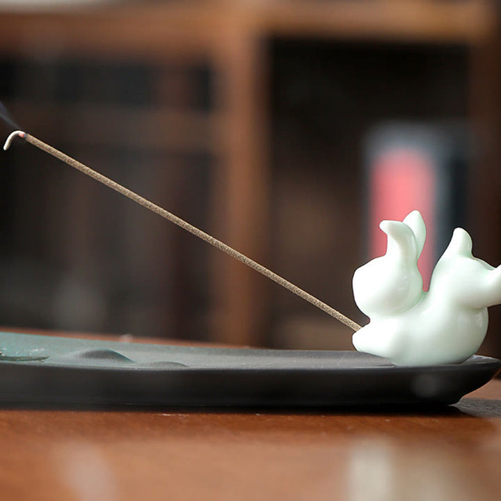 Buddha Stones Moon Rabbit PiXiu Mountain Healing Ceramic Stick Incenso Bruciatore Decorazione