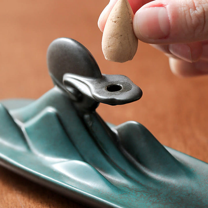 Buddha Stones Moon Rabbit PiXiu Mountain Healing Ceramic Stick Incenso Bruciatore Decorazione