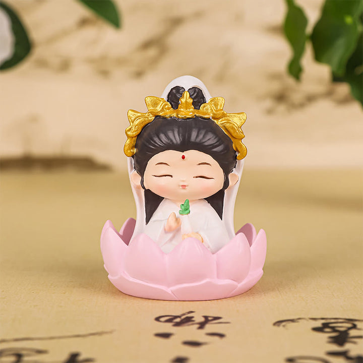 Buddha Stones Meditazione Avalokitesvara Loto Ragazzo Ragazza Statua in Resina Armonia Decorazione per la casa