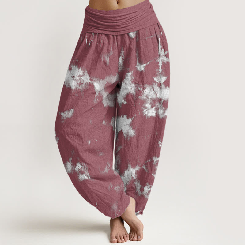 Pantaloni harem elastici in vita da donna con motivo tie-dye, linee bianche , Buddha Stones - IndianRed - US22, UK/AU26, EU54 (6XL) - image 8