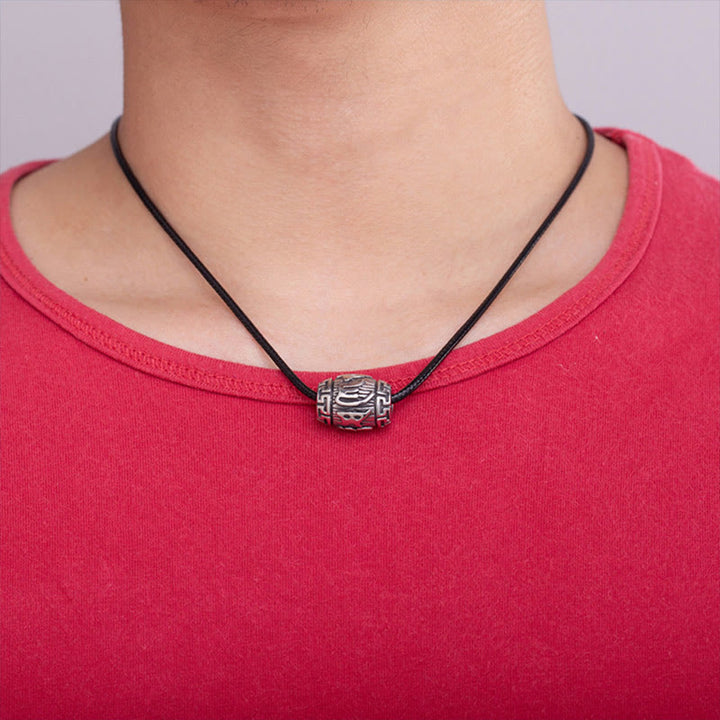 Buddha Stones Tibetano Om Mani Padme Hum Quattro Bestie Mitiche Collana in Acciaio al Titanio con Ciondolo della Saggezza - image 9