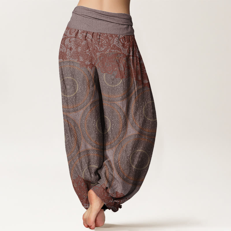 Pantaloni harem con elastico in vita da donna, motivo Buddha Stones Casual Flowers Compass Design - image 7