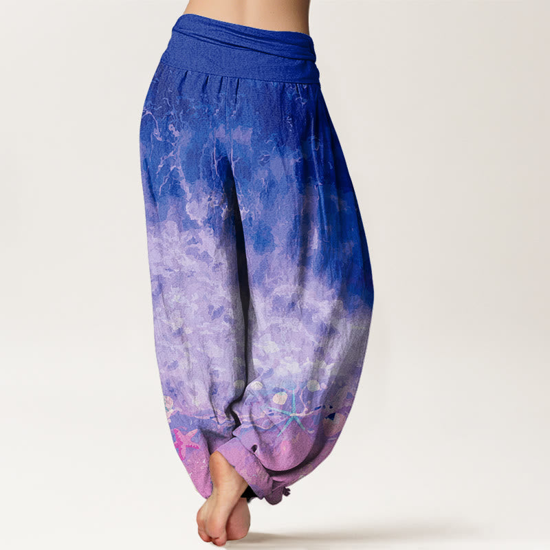 Pantaloni harem con elastico in vita da donna con motivo Buddha Stones Vast Ocean - image 10
