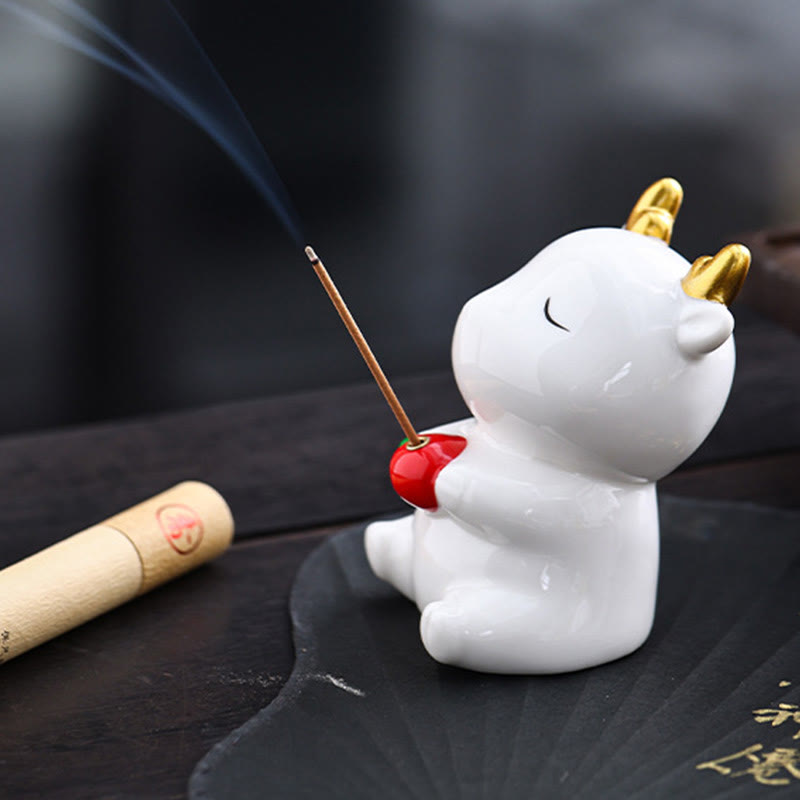 Buddha Stones Carino Cervo Porta Incenso Guarigione Ceramica Bruciatore Decorazione Scrivania