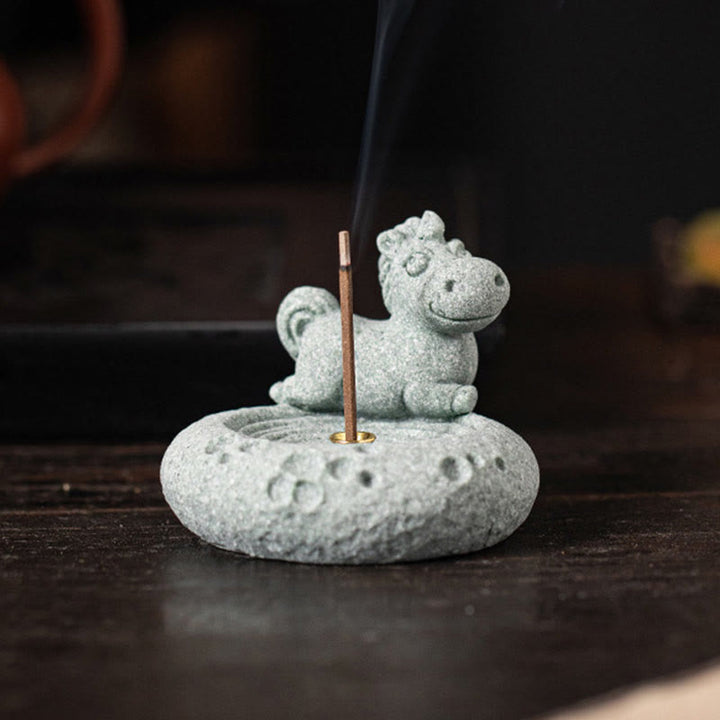 Buddha Stones Zodiaco cinese Bruciatore di incenso curativo Decorazione da scrivania