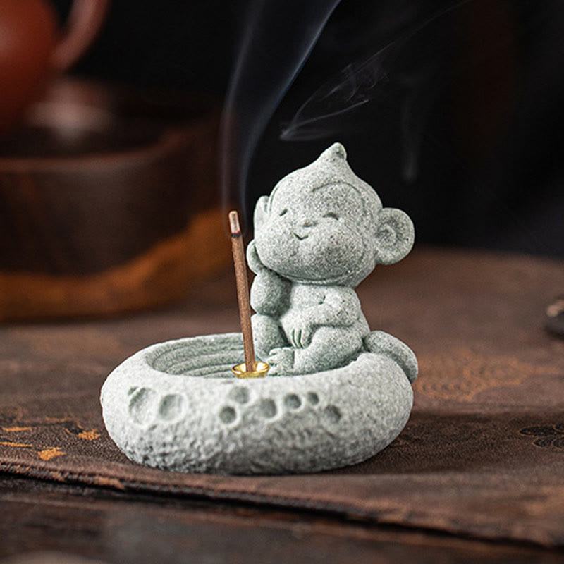 Buddha Stones Zodiaco cinese Bruciatore di incenso curativo Decorazione da scrivania