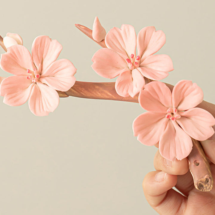 Buddha Stones Rami di fiori di prugna in fiore Bruciatore di incenso curativo in ceramica Decorazione da scrivania