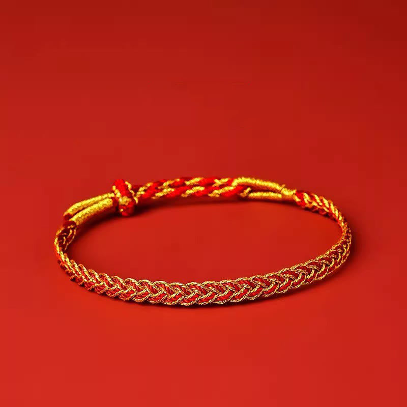 Braccialetto della fortuna con corda rossa e corda gialla Buddha Stones
