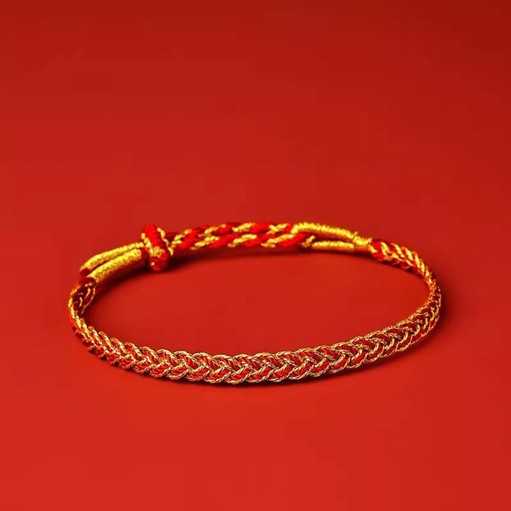 Braccialetto della fortuna con corda rossa e corda gialla Buddha Stones