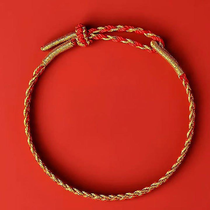 Braccialetto della fortuna con corda rossa e corda gialla Buddha Stones