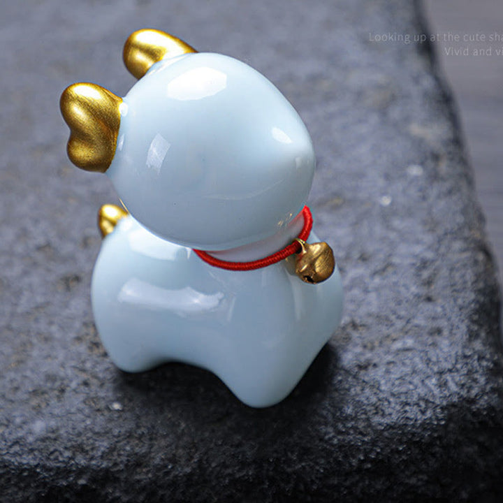 Buddha Stones Mini Cervo Tea Pet Ceramica Casa Scrivania Figurina Decorazione