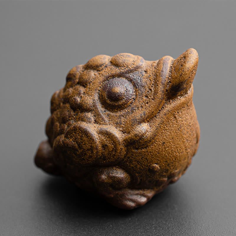 Buddha Stones Mini Standing Cat Feng Shui Rana Rospo Tè Animale Domestico Ceramica Casa Scrivania Figurina Decorazione - Rana rospo Feng Shui 5*4,5*4,5 cm - image 12