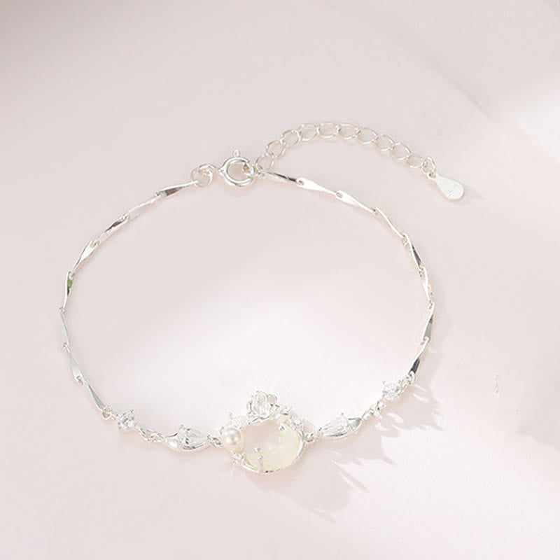 Bracciale Buddha Stones Hetian Jade 925 Sterling Silver Cubic Zirconia Pearl Lotus