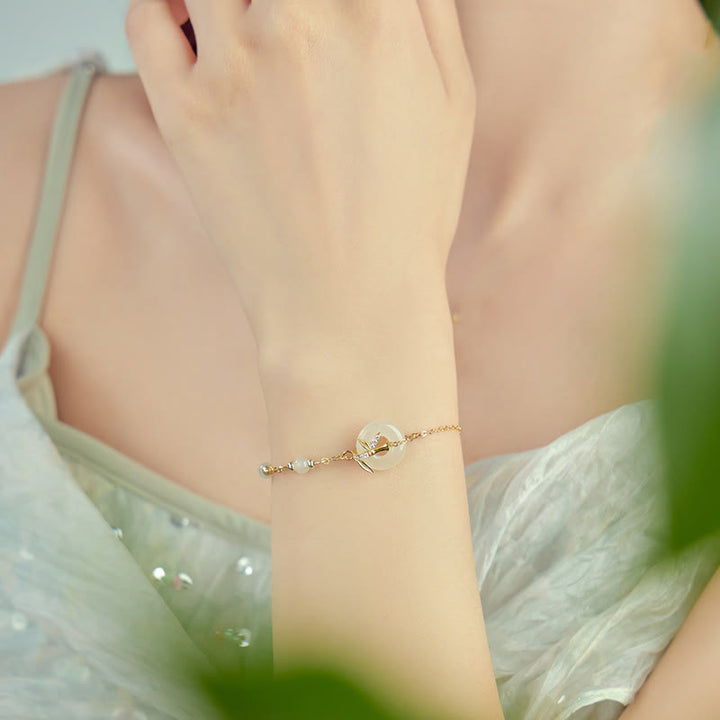 Bracciale Buddha Stones Hetian Jade 925 Sterling Silver Cubic Zirconia Peace Buckle Luck - image 9