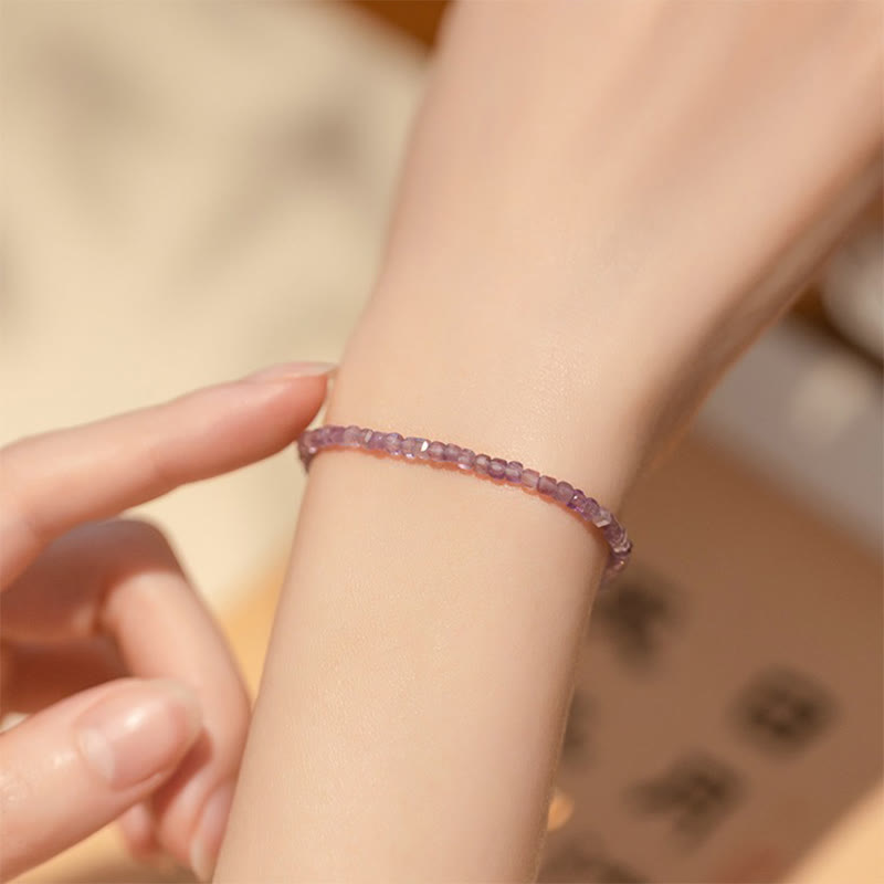 Bracciale Buddha Stones 2,5 mm Ametista naturale Perline ultrasottili Rame placcato oro 14k Inner Peace