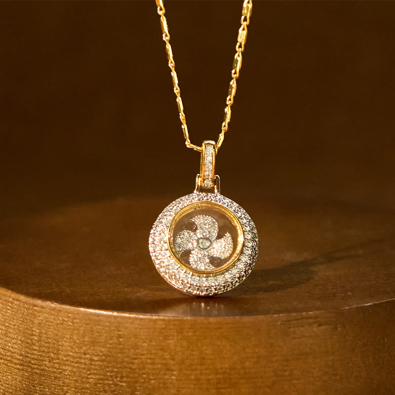 Buddha Stones placcato oro rame ottone girevole mulino a vento Fu Balance collana pendente