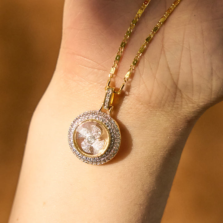 Buddha Stones placcato oro rame ottone girevole mulino a vento Fu Balance collana pendente