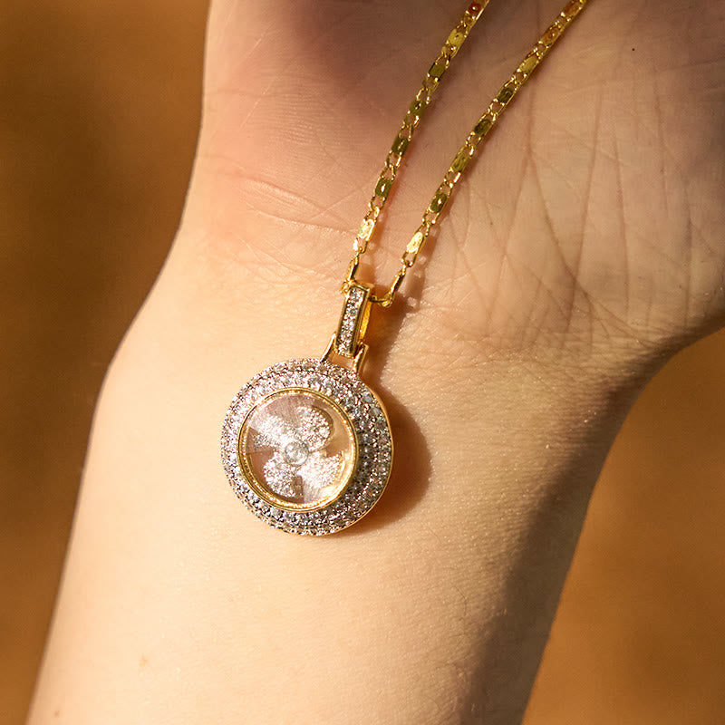 Buddha Stones placcato oro rame ottone girevole mulino a vento Fu Balance collana pendente