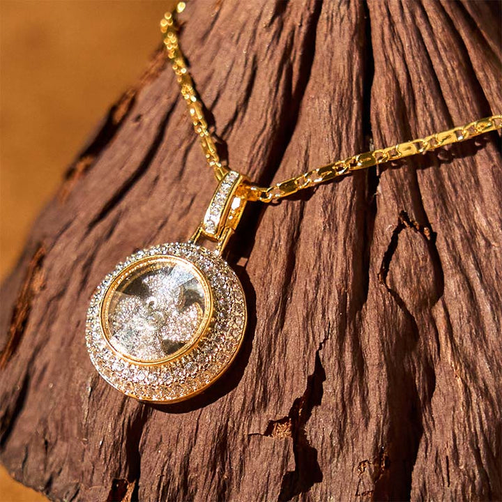 Buddha Stones placcato oro rame ottone girevole mulino a vento Fu Balance collana pendente