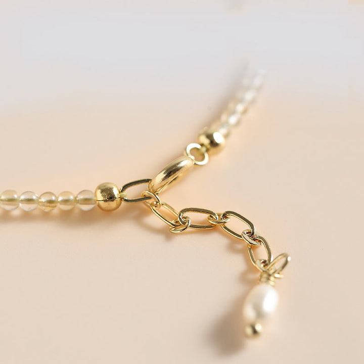 Braccialetto della prosperità con perle di rame riempite d'oro 14K e tormalina citrino ultrasottile da 2,5 mm Buddha Stones