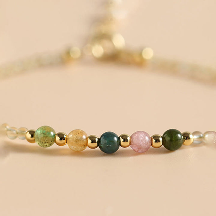 Braccialetto della prosperità con perle di rame riempite d'oro 14K e tormalina citrino ultrasottile da 2,5 mm Buddha Stones