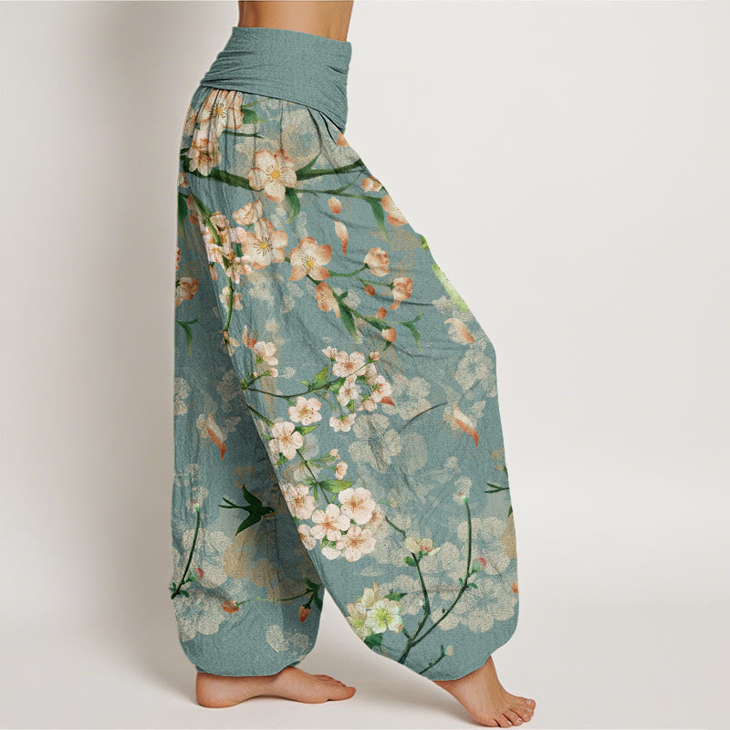 Pantaloni harem da donna con elastico in vita e motivo Buddha Stones Peach Blossoms Flying Geese - image 2