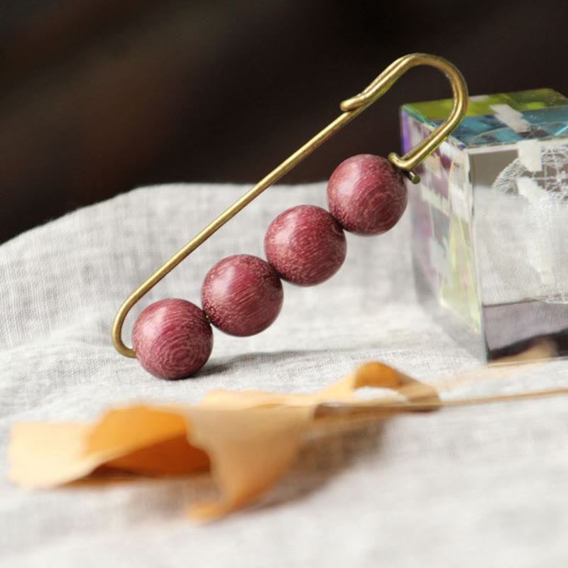 Buddha Stones Sandalo Vintage Agathis Alba Ebano Legno Peltogyne Perline Spilla Guarigione