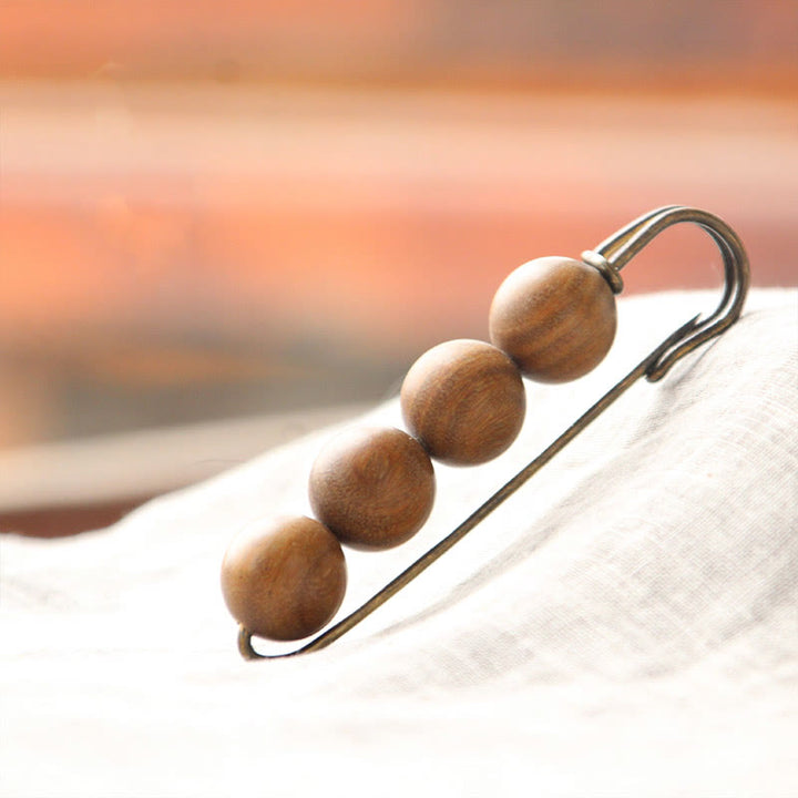 Buddha Stones Sandalo Vintage Agathis Alba Ebano Legno Peltogyne Perline Spilla Guarigione