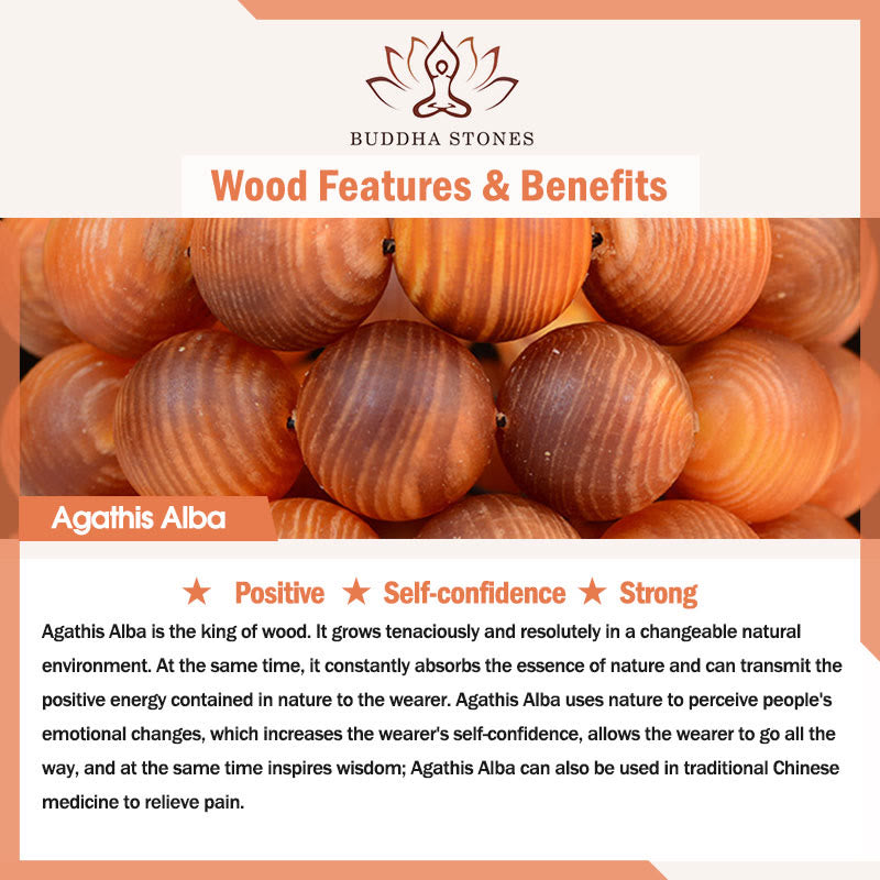 Buddha Stones Sandalo Vintage Agathis Alba Ebano Legno Peltogyne Perline Spilla Guarigione