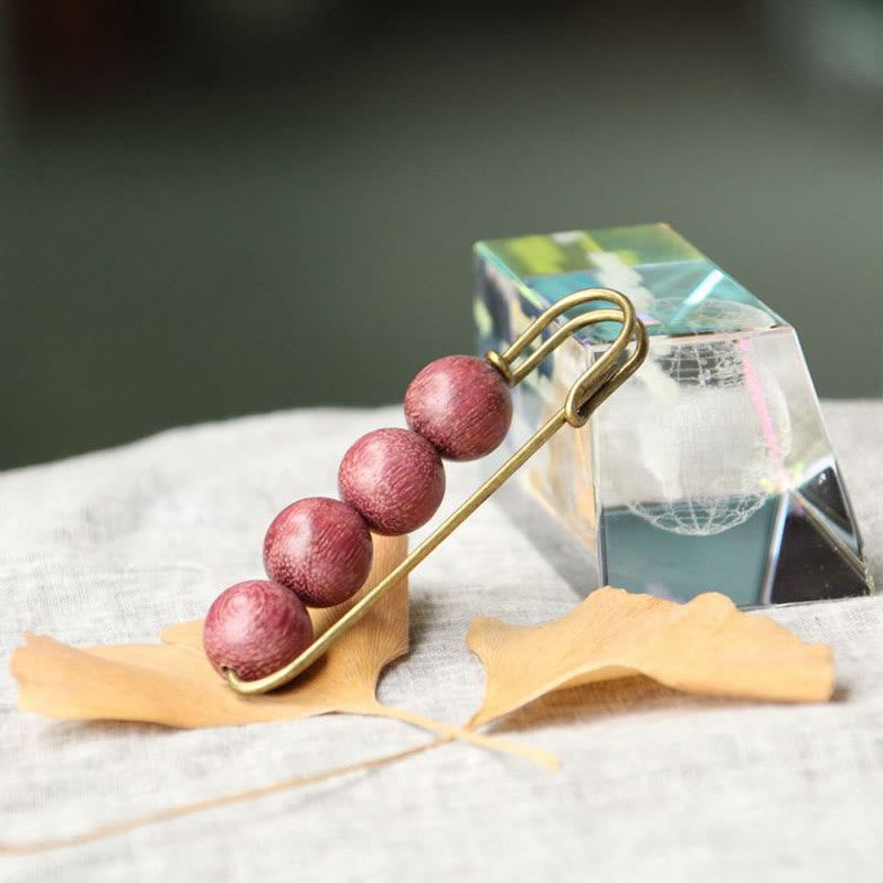 Buddha Stones Sandalo Vintage Agathis Alba Ebano Legno Peltogyne Perline Spilla Guarigione