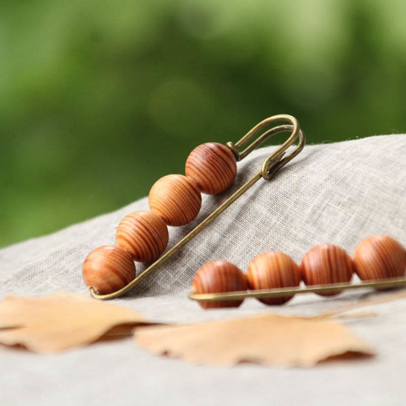 Buddha Stones Sandalo Vintage Agathis Alba Ebano Legno Peltogyne Perline Spilla Guarigione