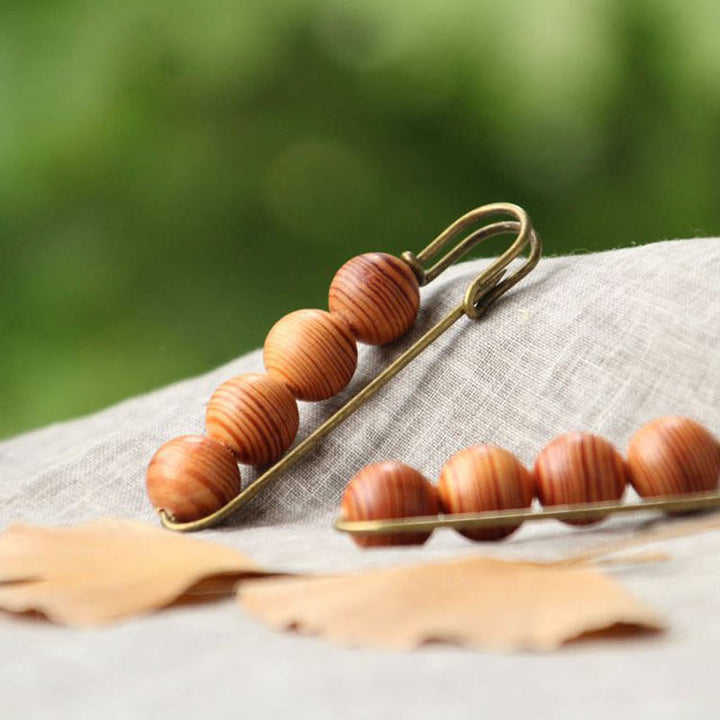 Buddha Stones Sandalo Vintage Agathis Alba Ebano Legno Peltogyne Perline Spilla Guarigione