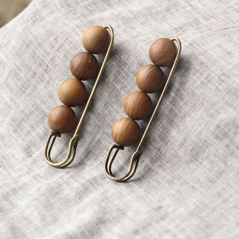 Buddha Stones Sandalo Vintage Agathis Alba Ebano Legno Peltogyne Perline Spilla Guarigione