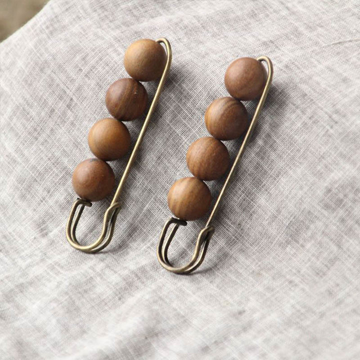 Buddha Stones Sandalo Vintage Agathis Alba Ebano Legno Peltogyne Perline Spilla Guarigione