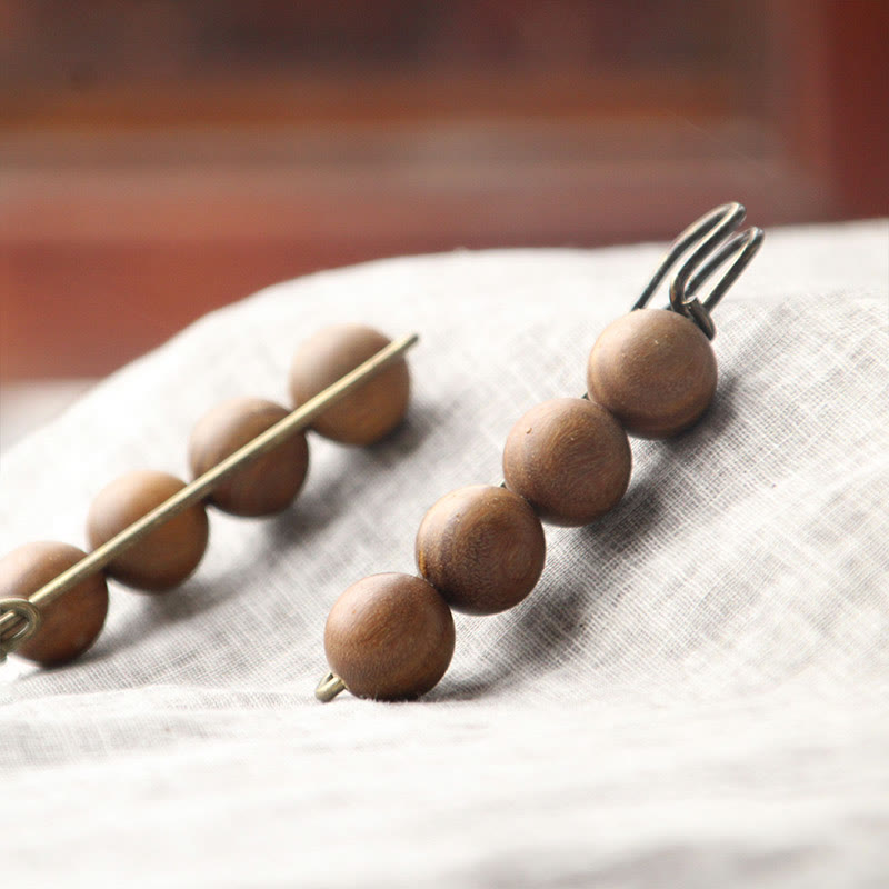 Buddha Stones Sandalo Vintage Agathis Alba Ebano Legno Peltogyne Perline Spilla Guarigione